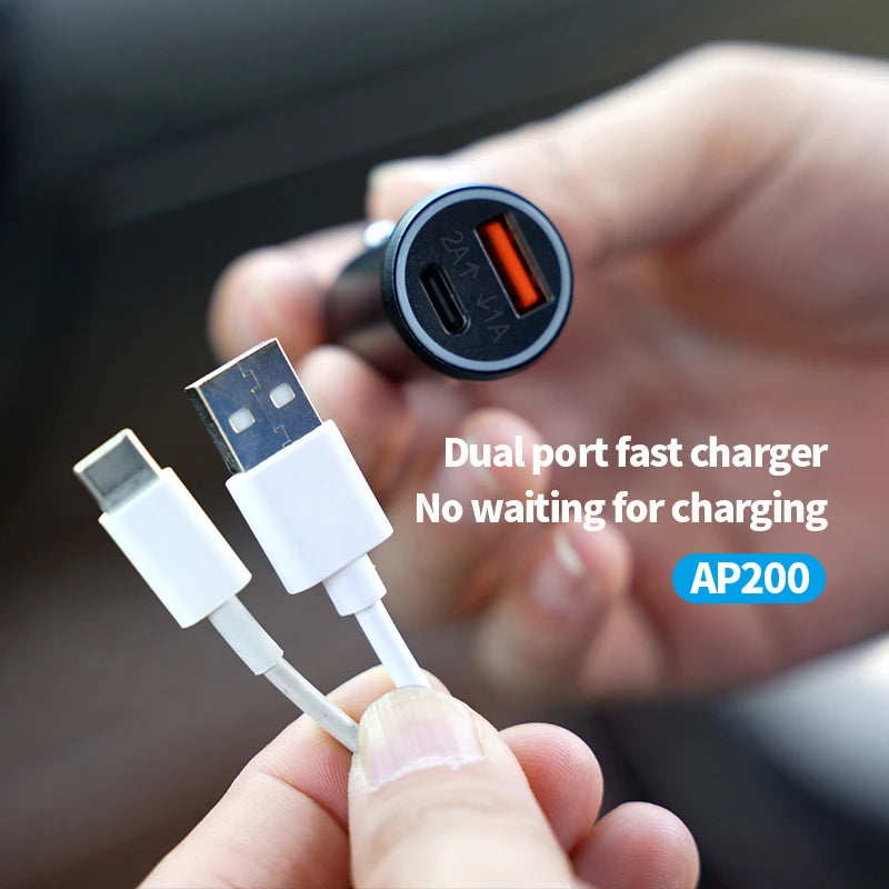 Modmania 20W Car Charger with Built-In GPS Tracker | USB-C & QC3.0 Fast Charging | Apple Find My Compatible