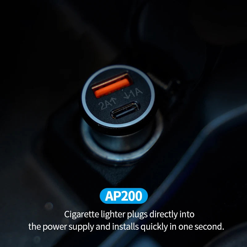 Modmania 20W Car Charger with Built-In GPS Tracker | USB-C & QC3.0 Fast Charging | Apple Find My Compatible