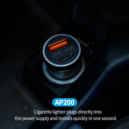 Modmania 20W Car Charger with Built-In GPS Tracker | USB-C & QC3.0 Fast Charging | Apple Find My Compatible